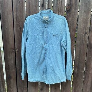 BRUNSWICK GARMENT | Mens Blue Long Sleeve Button Up Shirt